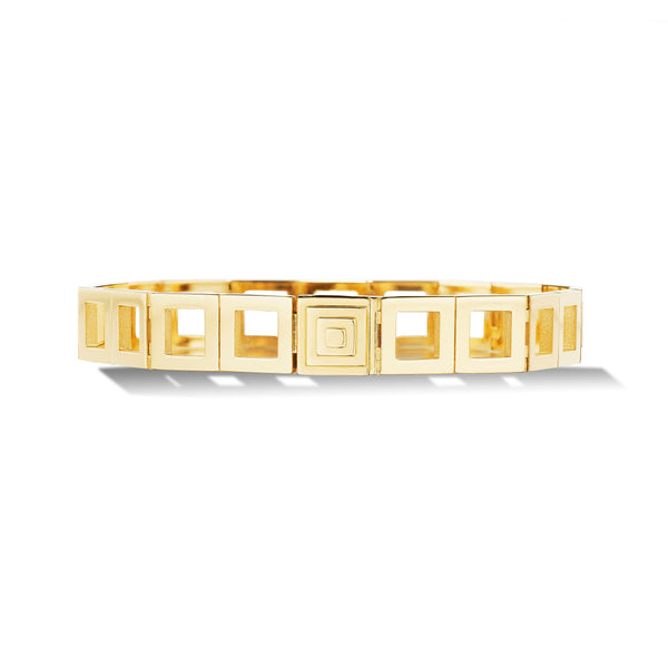 18k yellow gold thin foundation square link bracelet by Cadar Tiny Gods