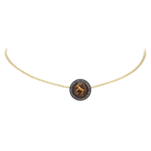 18k yellow gold being crystal Capricorn necklace by Francesca Villa Tiny Gods