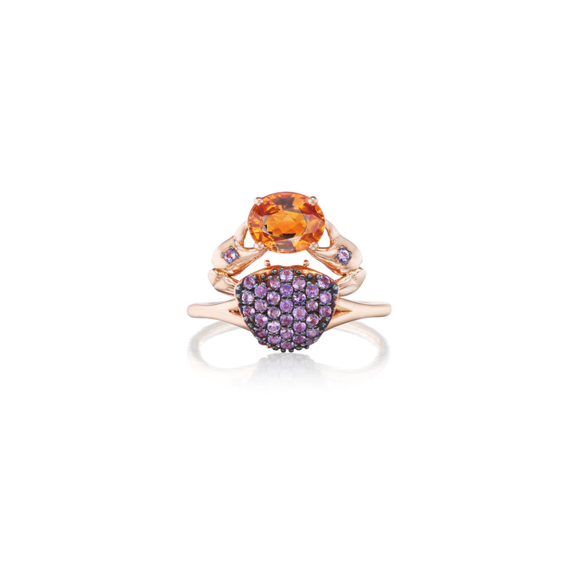 Pink & Orange Baby Crab Cosquilleo Ring by Daniella Villegas at Tiny Gods