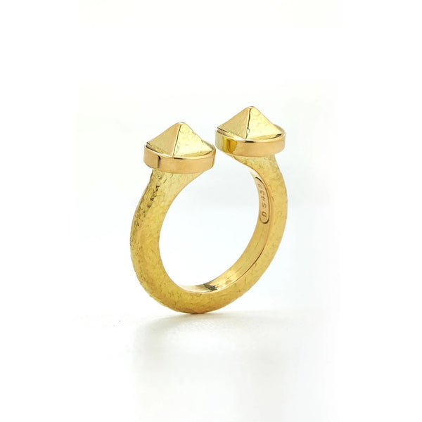 18k yellow gold hammered bastille ring by David Webb Tiny Gods