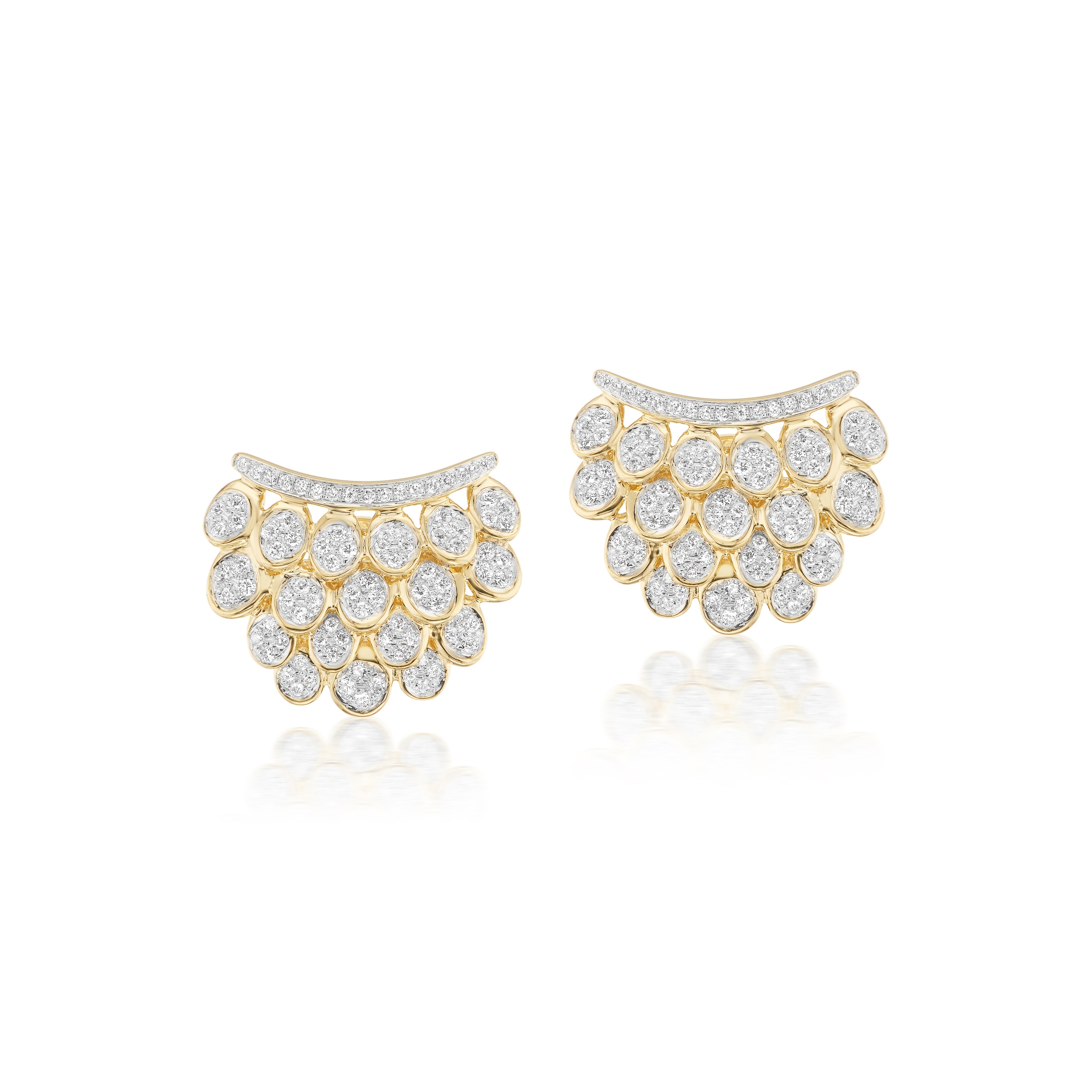Diamond Blossom Earrings 14k yellow gold all pave set by Rainbow K at Tiny Gods