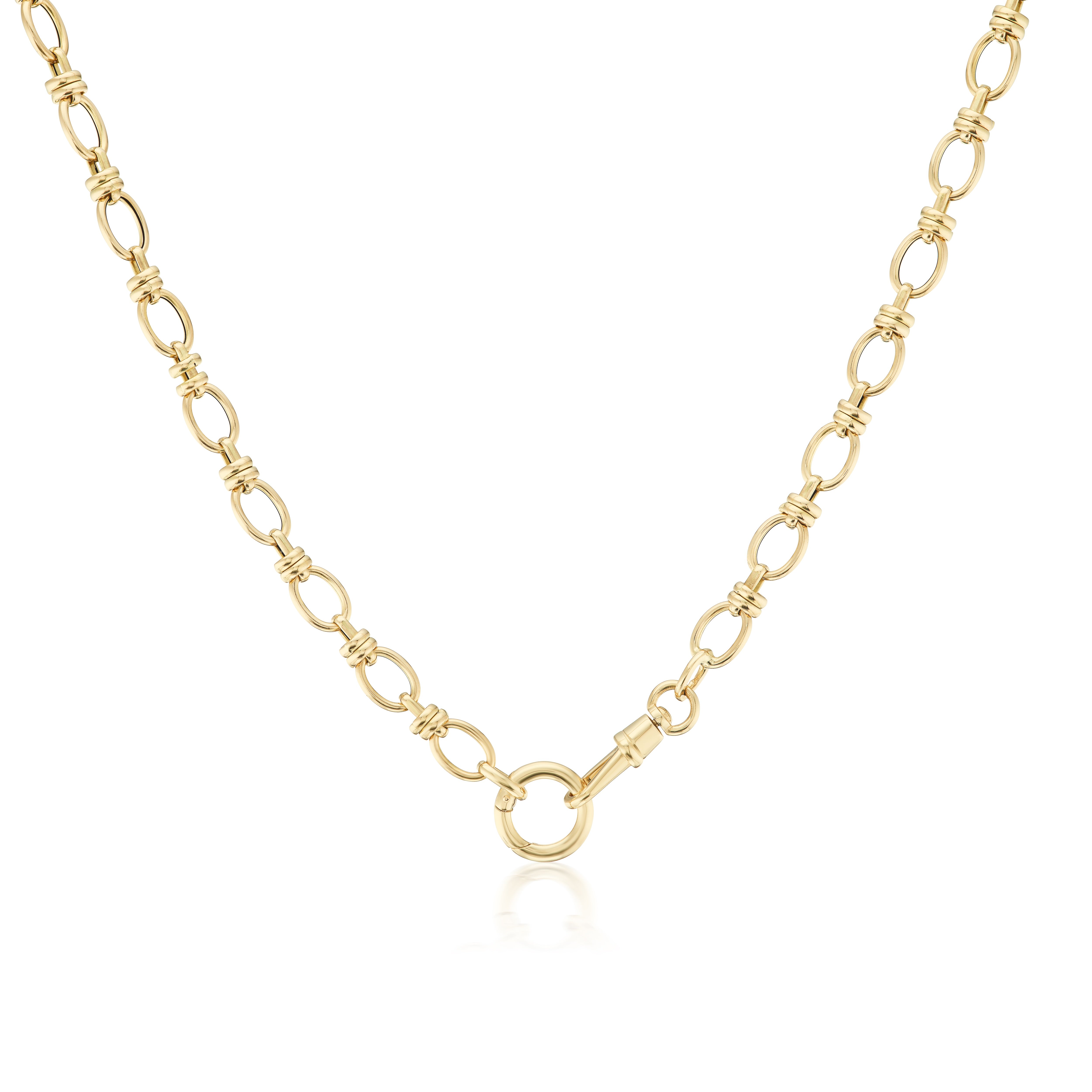 double clasp oval Rondelle link necklace yellow gold tiny gods exclusive 