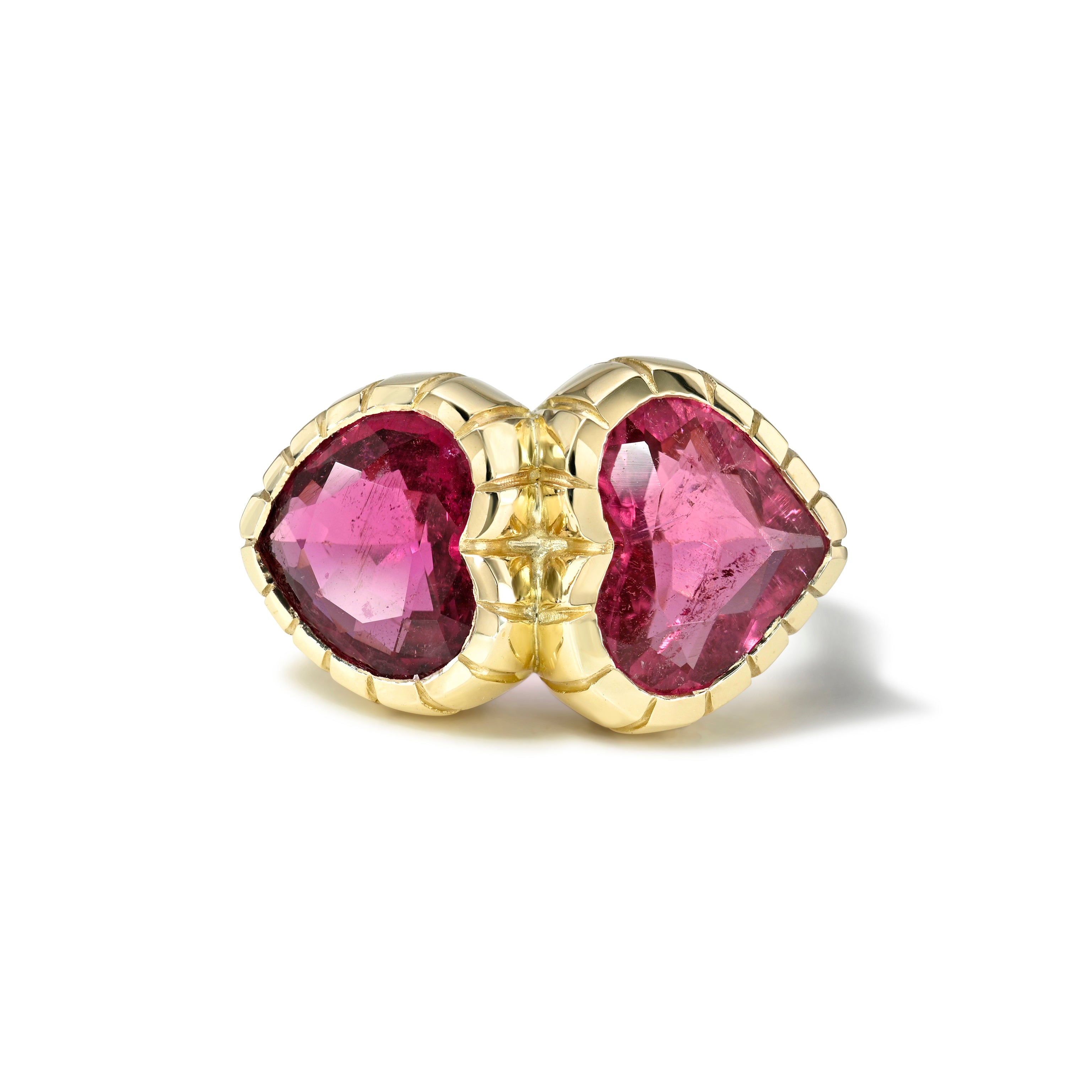 double stone rubellite bezel set heirloom ring retrouvai tiny gods 
