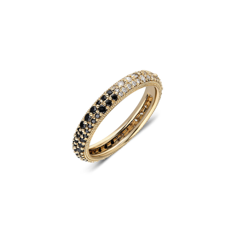 14k yellow gold black and white diamond half pave band by Ita Tiny Gods