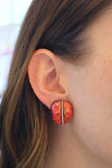 Red Leaf Marquetry Earrings