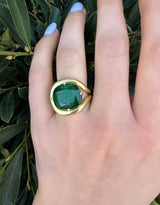 18k yellow gold emerald buckle ring by Sylva and Cie Tiny Gods