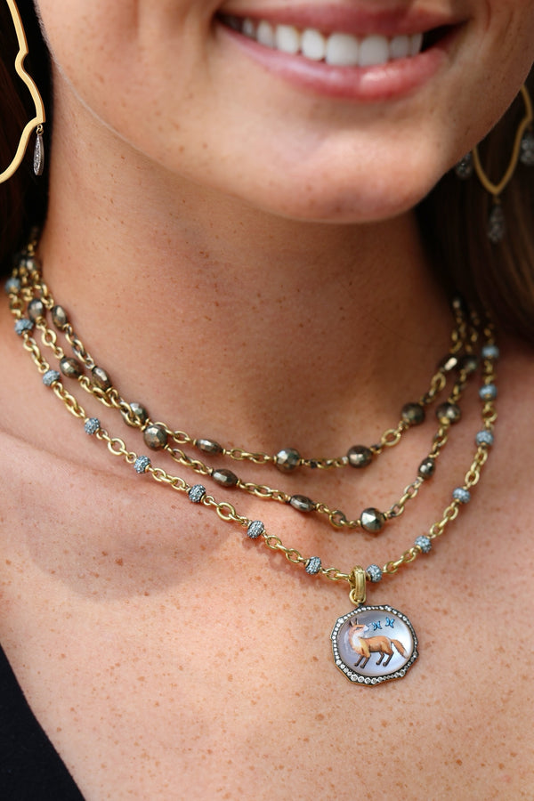 18k yellow gold aquamarine confetti chain necklace by Sylva and Cie Tiny Gods