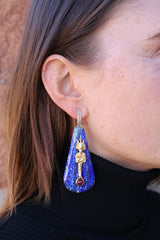 Lapis Egypt 18k yellow gold ruby earrings by Silvia Furmanovich on model