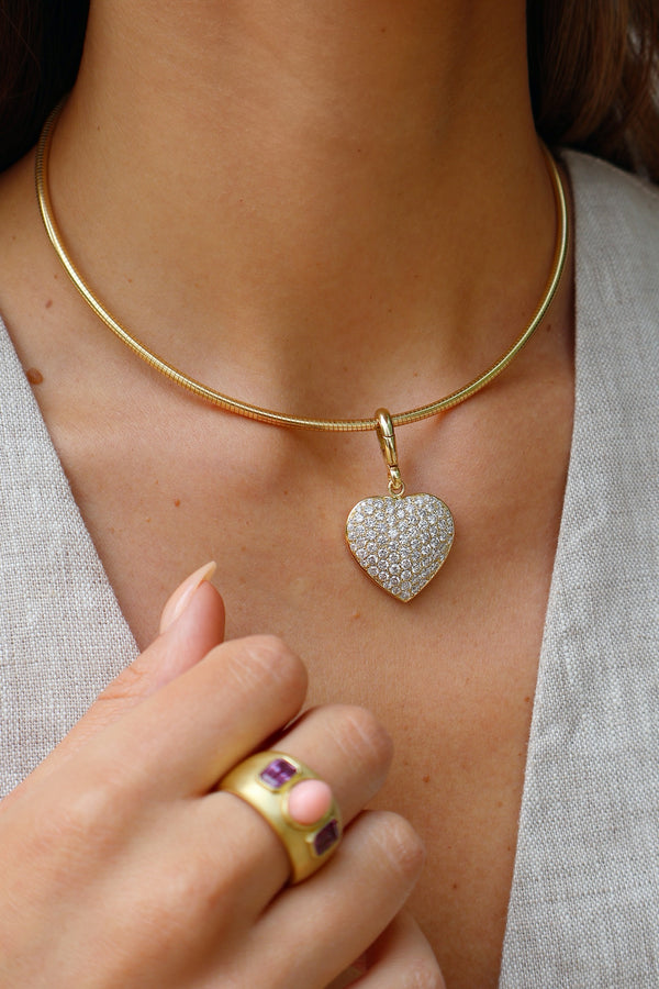 18k yellow gold diamond pave palm heart pendant by Jenna Blake Tiny Gods