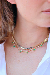 Emerald Cut Emerald & Diamond Necklace