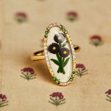 18k yellow gold Gerber Daisy Ring by Francesca Villa Enamel flower jewelry Tiny Gods