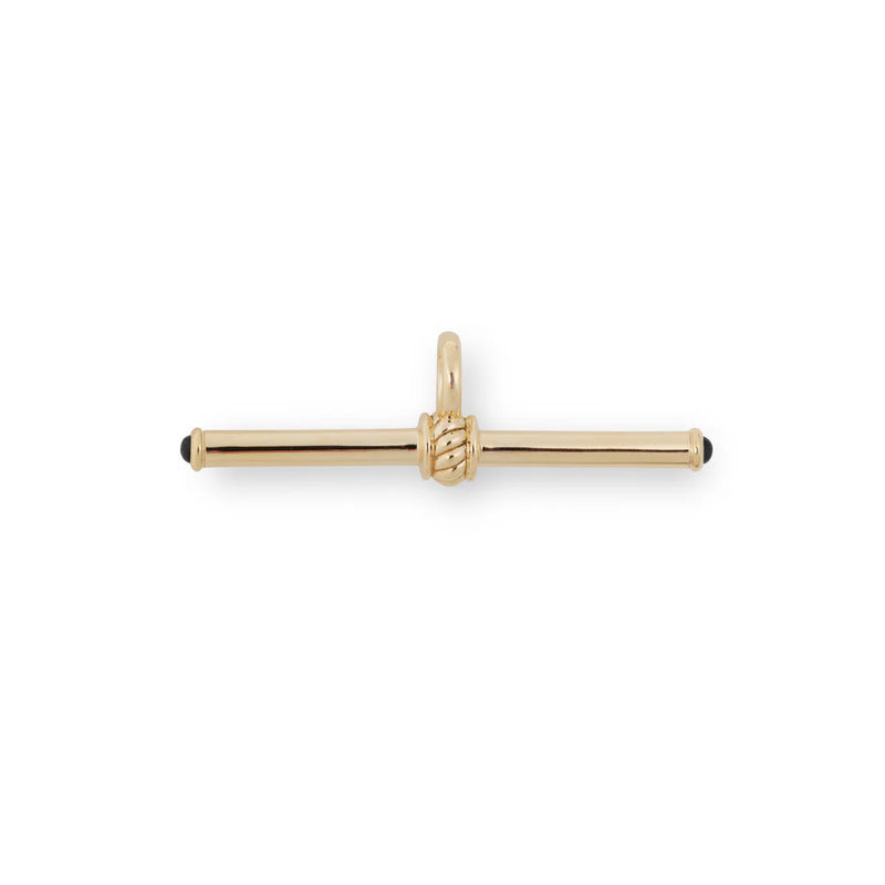 14k yellow gold t bar with blue sapphire pendant by Lucy Delius Tiny Gods