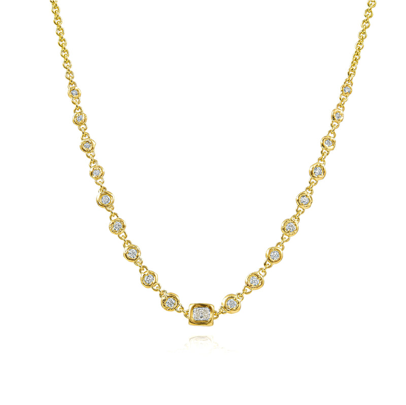 to the moon and back rene barnes diamond necklace tiny gods 14k yellow gold diamond by the yard Riviera necklace one of a kind 