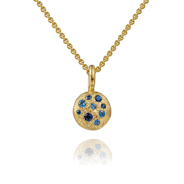 14k yellow gold one of a kind Hollywood III Blue Sapphire pendant  Necklace by rene barnes at tiny gods