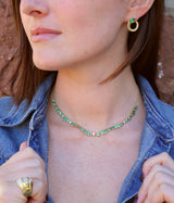 18k yellow gold emerald marquis snake twist forward facing hoop earrings by Jenna Blake Tiny Gods