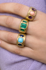 Turquoise & Blue Sapphire Three Stone Ring