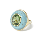 14K yellow gold Green Tourmaline & Turquoise Lollipop Ring by Retrouvai Tiny Gods