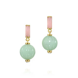18k yellow gold luiza green chrysoprase and pink opal earrings by Sauer Tiny Gods