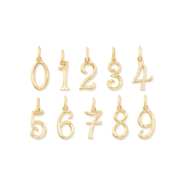 14k yellow gold custom bespoke number charm "8" by Marlo Laz Tiny Gods