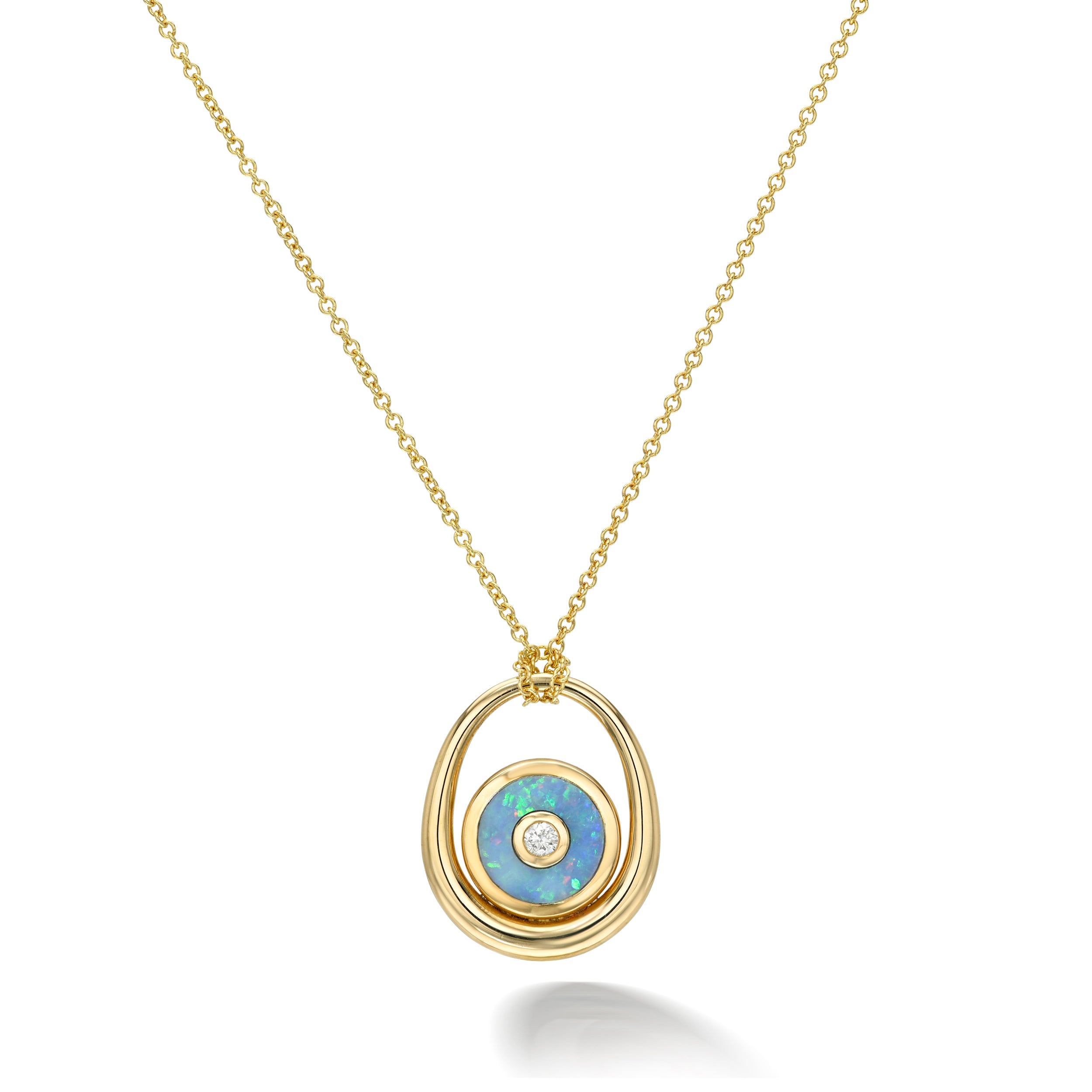 Midi Compass Pendant with Rainbow Opal Looped Necklace retrouvia tiny gods