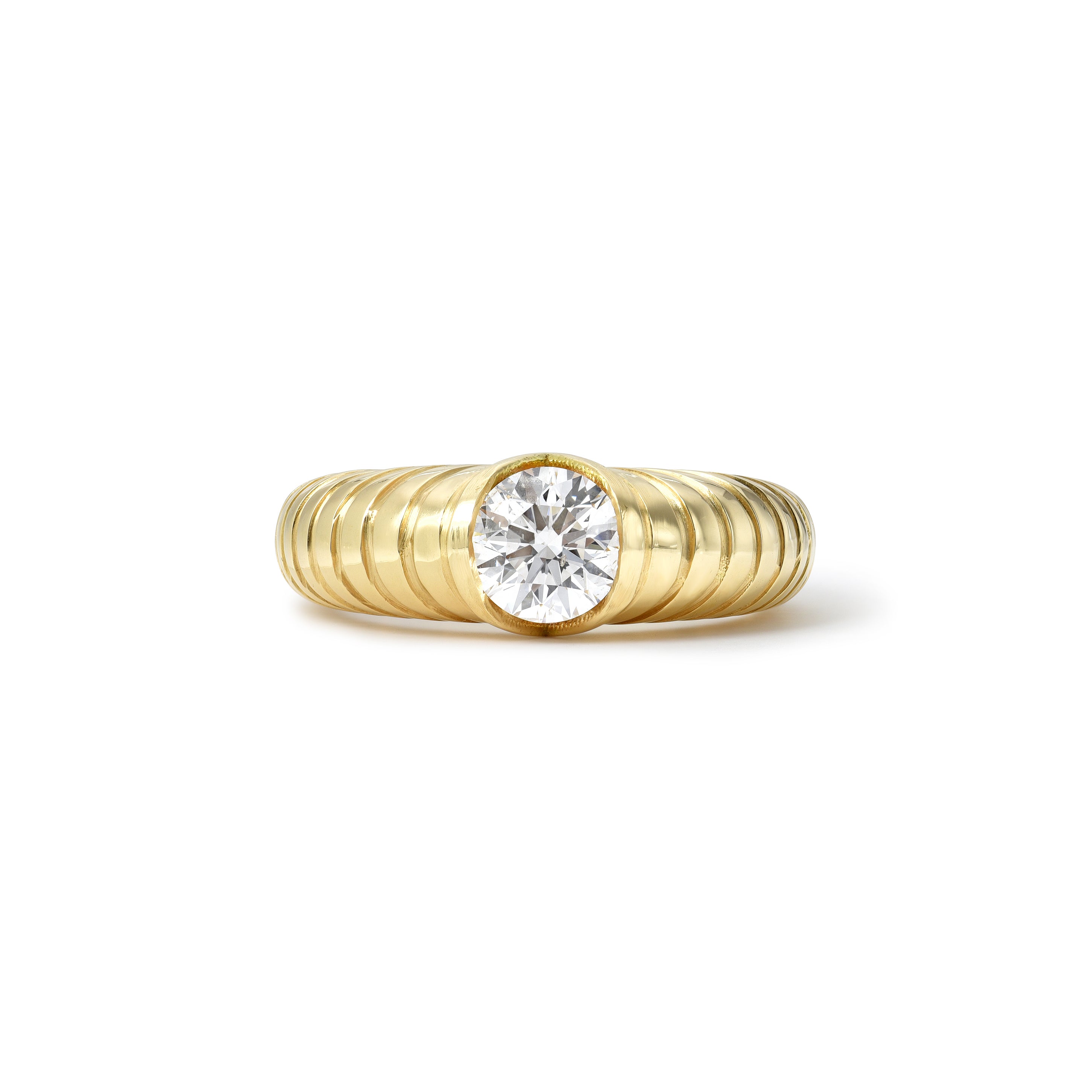 Round Brilliant Diamond Solitaire Modern Love Ring