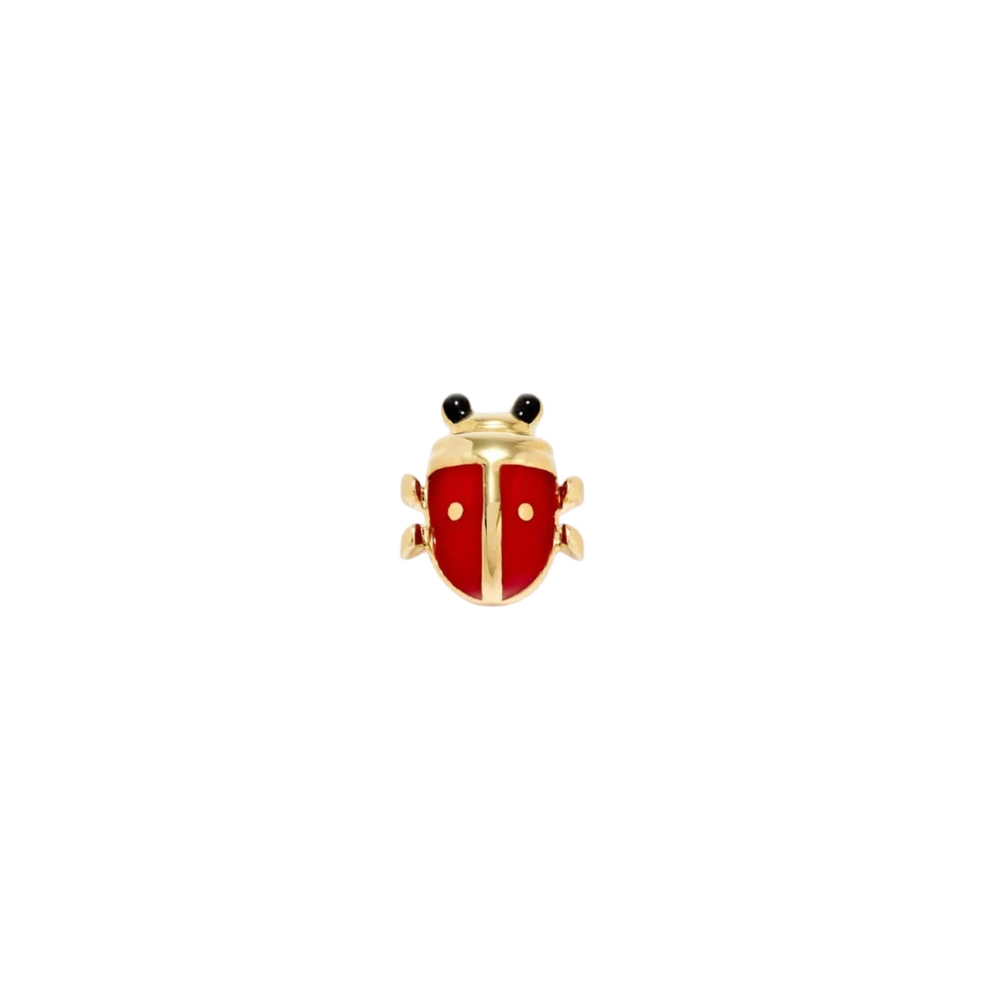 mini single ladybug earring yellow gold enamel Yvonne Leon tiny gods