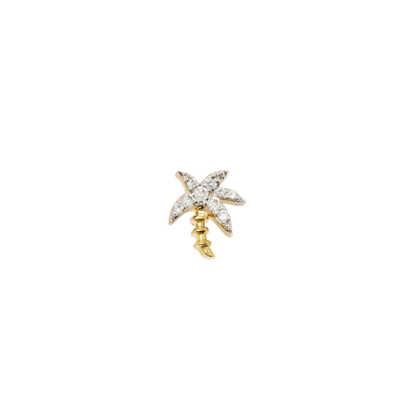 Single Mini Palmier Tree Earring yellow gold Yvonne Leon tiny gods 