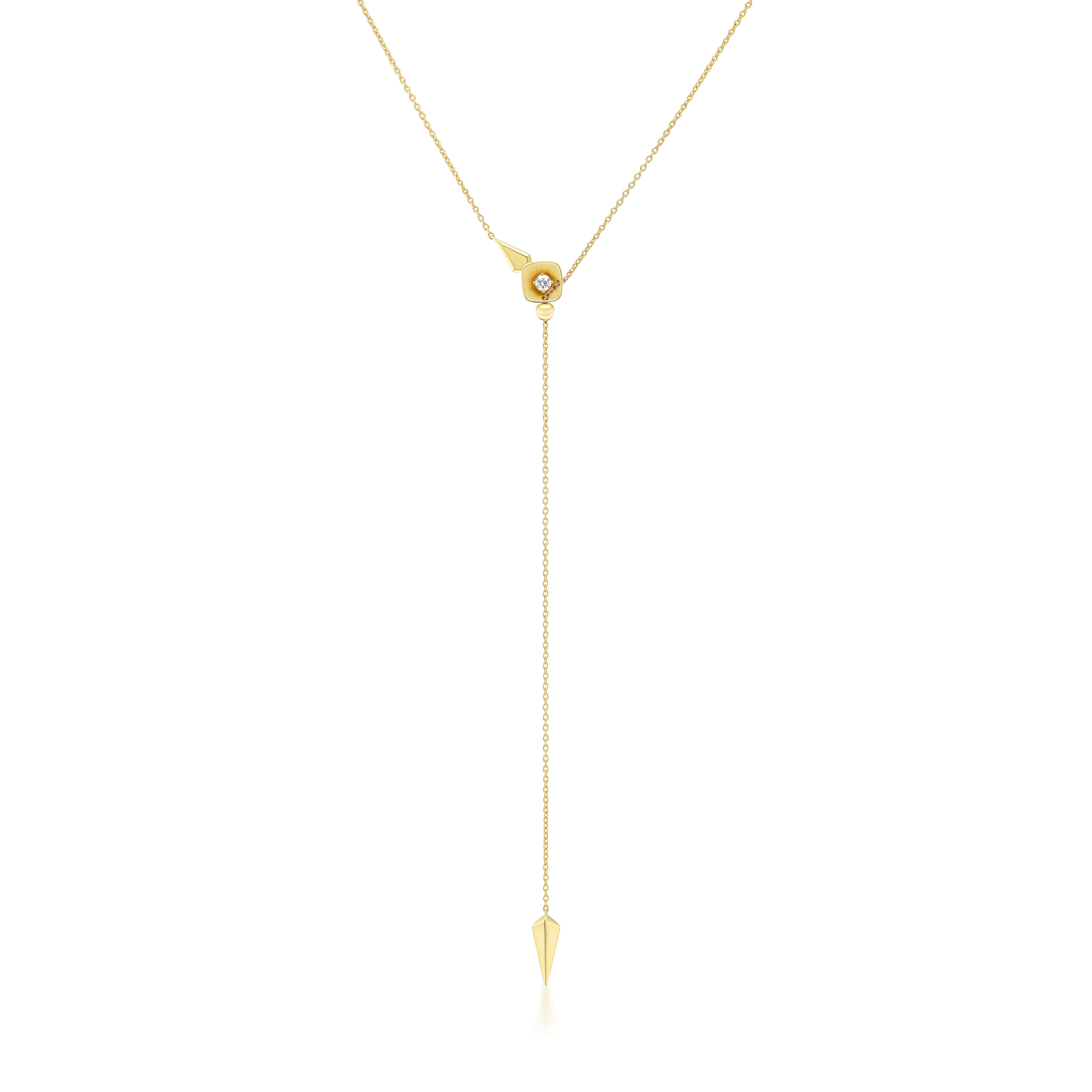 nikos koulis look yellow gold diamond spike lariat necklace tiny gods 