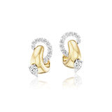 18k yellow gold and diamond ME pear diamond curve earrings by Nikos Koulis Tiny Gods