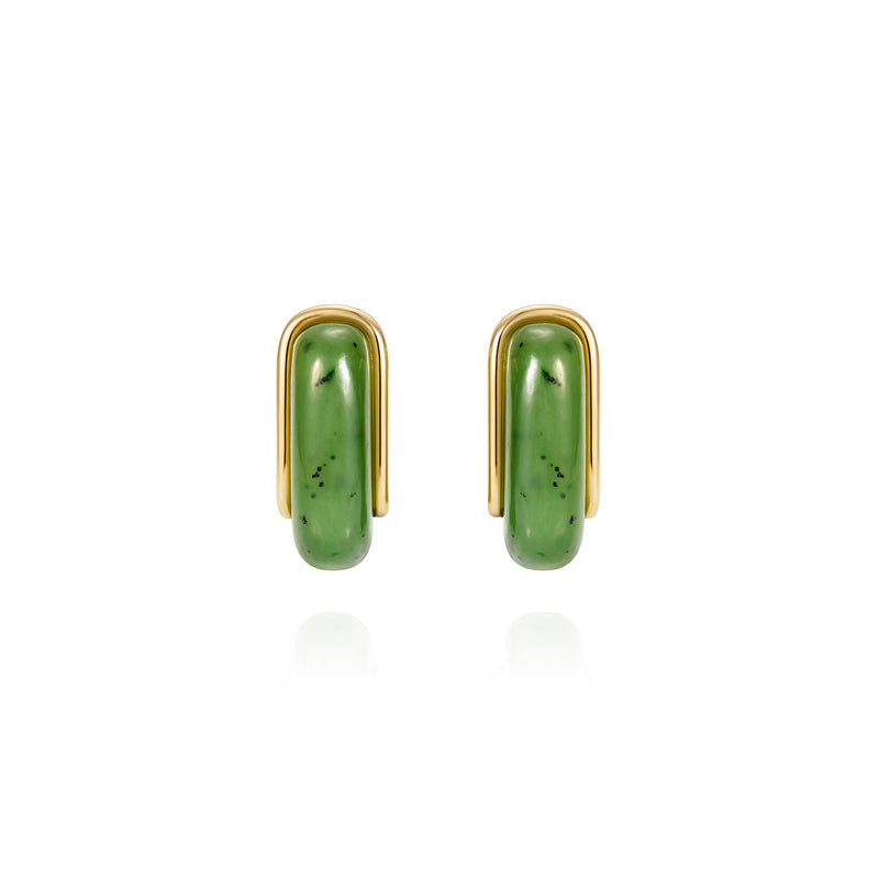 Nephrite Jade Oblong Earrings