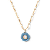 14k yellow gold Small Blue Chalcedony Opal Paradise Flower Pendant Sophie Joanne Tiny Gods
