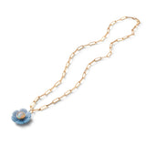 14k yellow gold Small Blue Chalcedony Opal Paradise Flower Pendant Sophie Joanne Tiny Gods