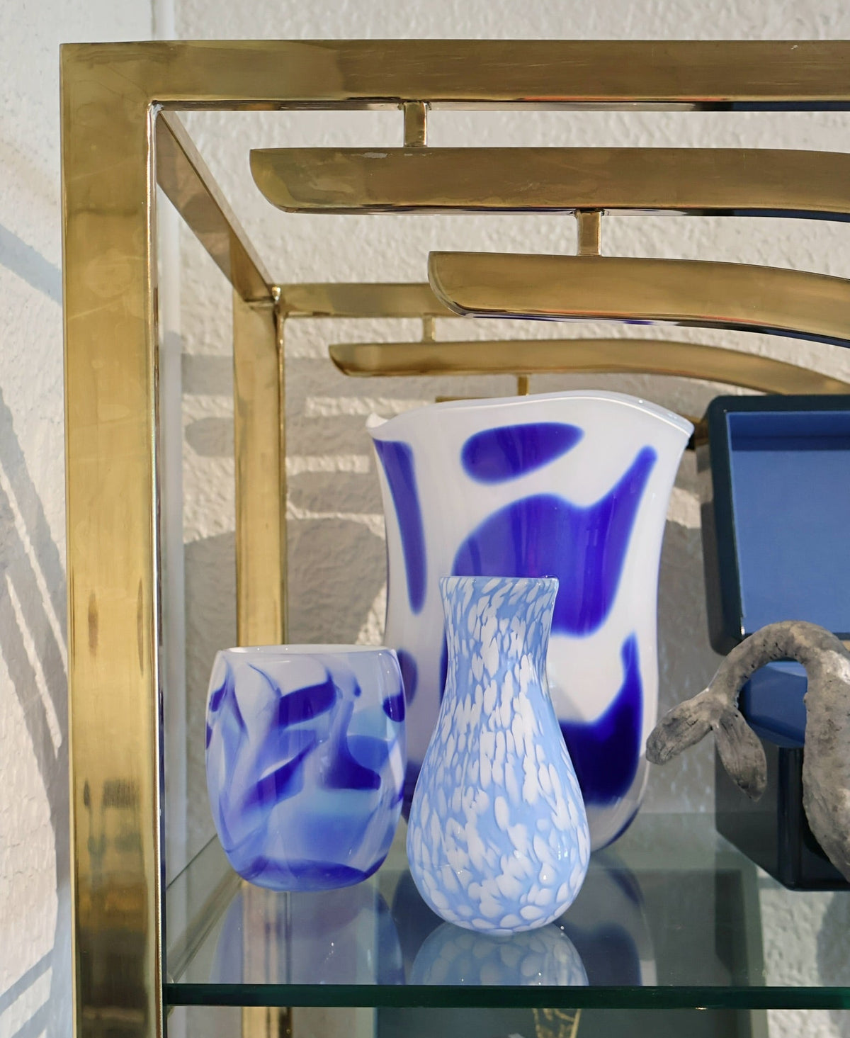 Paul Arnhold glass royal blue and white swirl vase Tiny Gods