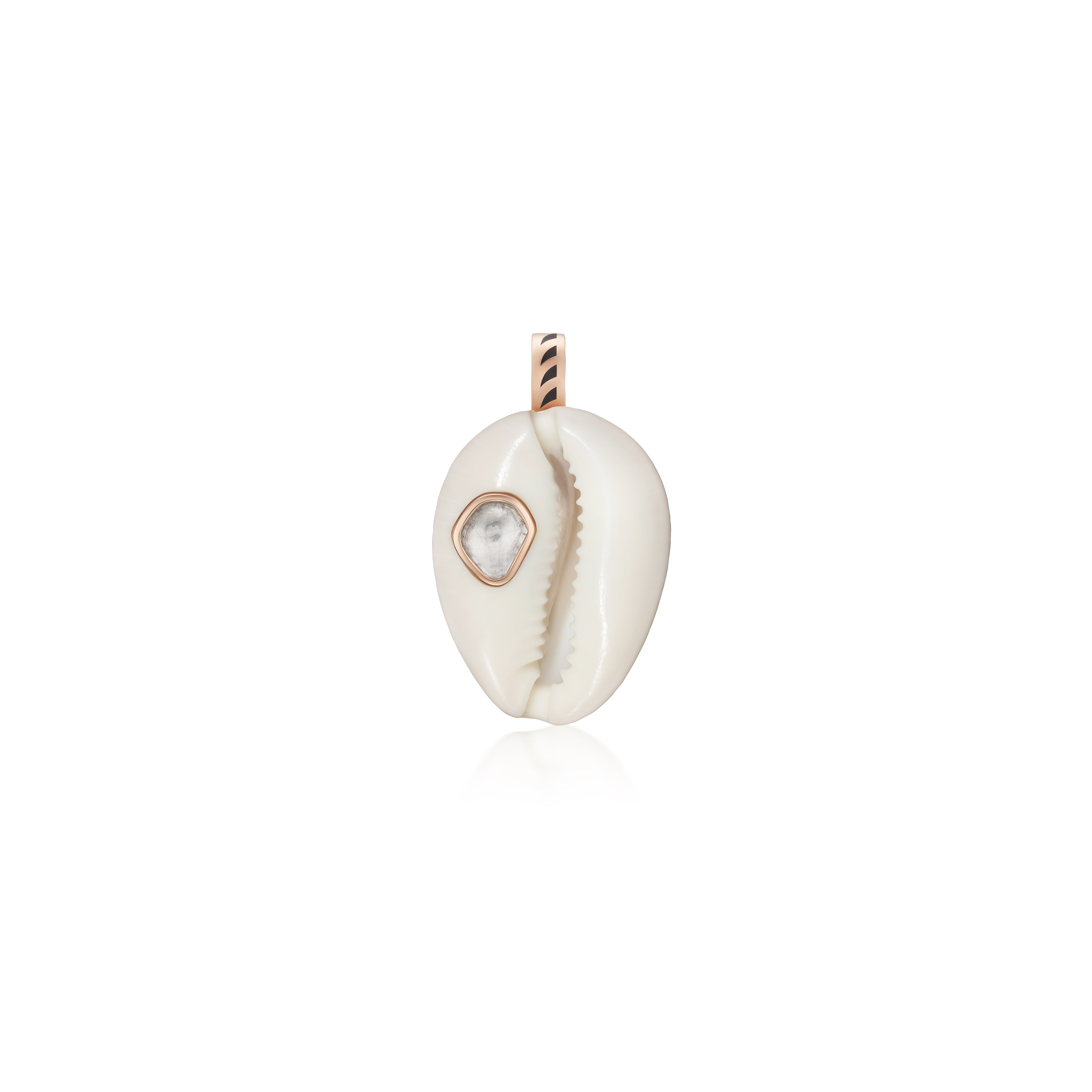 Petite Natural Cowry with Polki Diamond Charm dezso tiny gods 