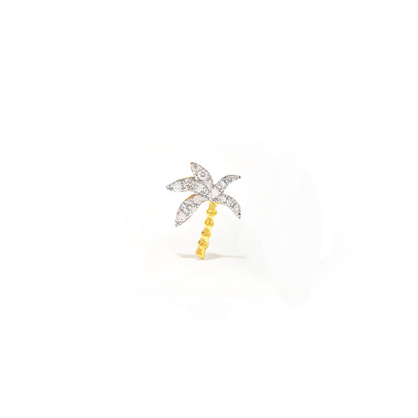 PAIRE DE PUCES PALMIER DIAMANTS OJ palm tree diamond earring studs Yvonne Léon tiny gods