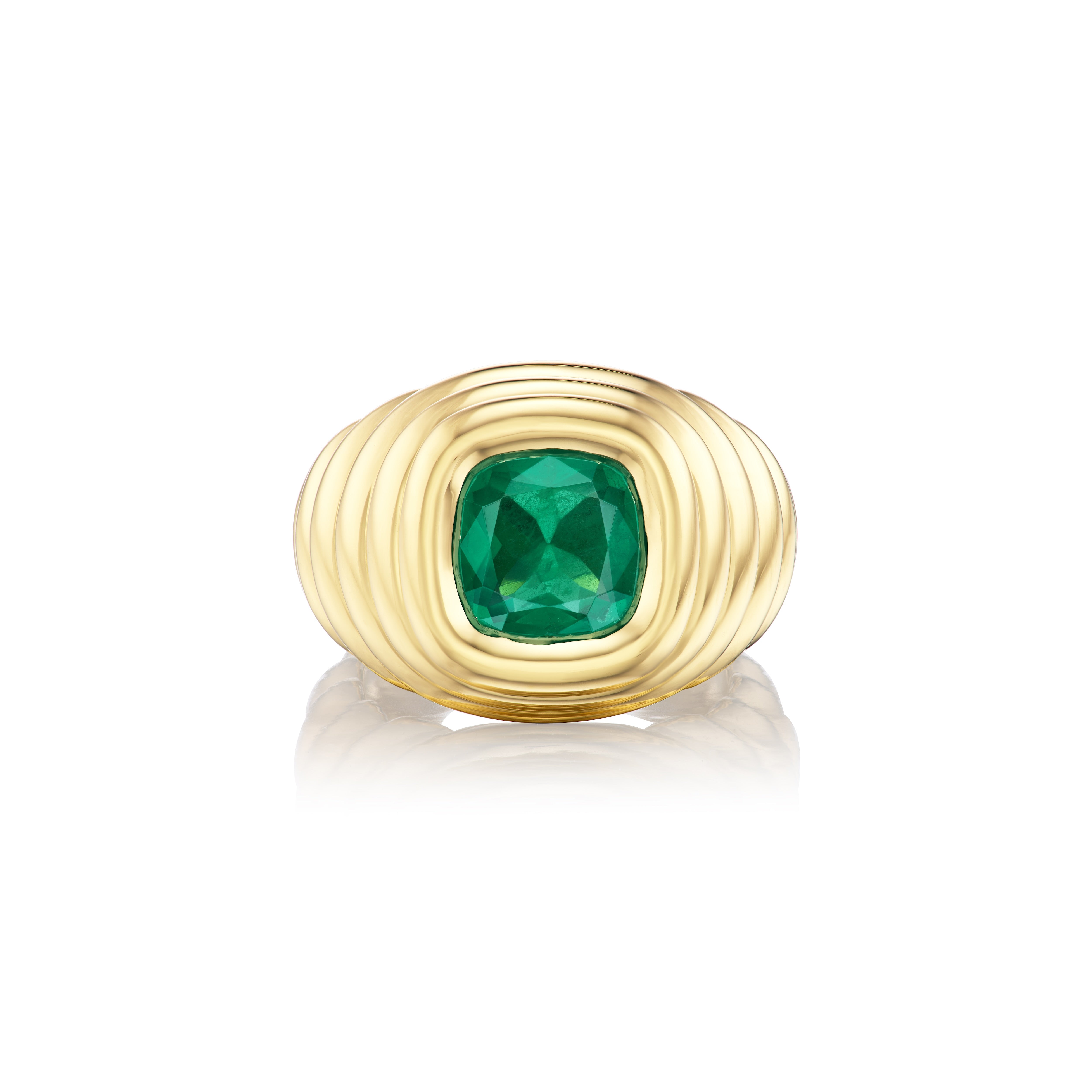 18k yellow gold Emerald Ripple Pinky Ring by Beck Jewels at Tiny Gods