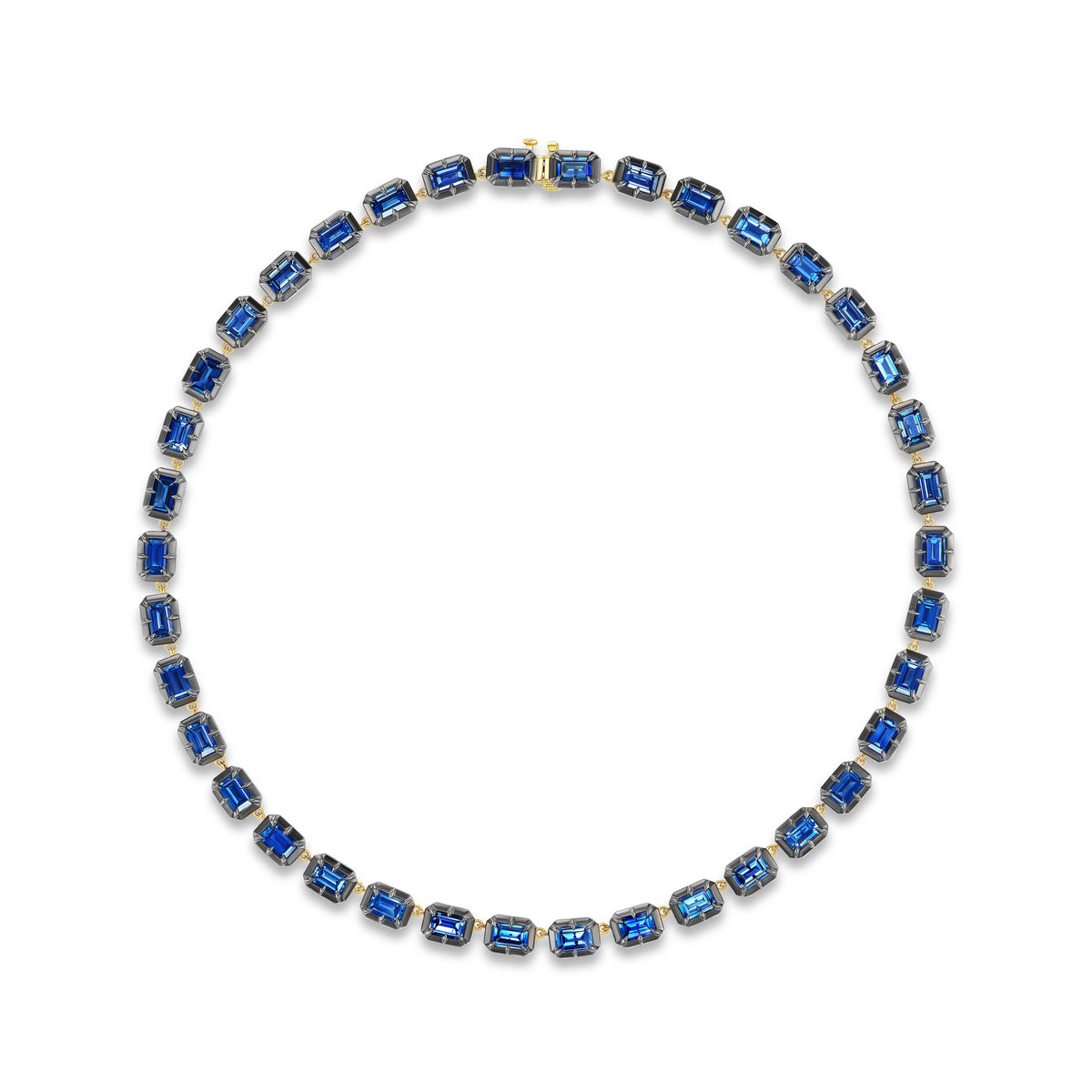 18k yellow gold black rhodium sapphire link georgian necklace by Tiny Gods