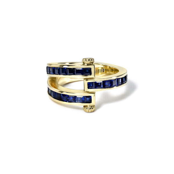 14k yellow gold carre cut blue sapphire magna ring by Retrouvai Tiny Gods