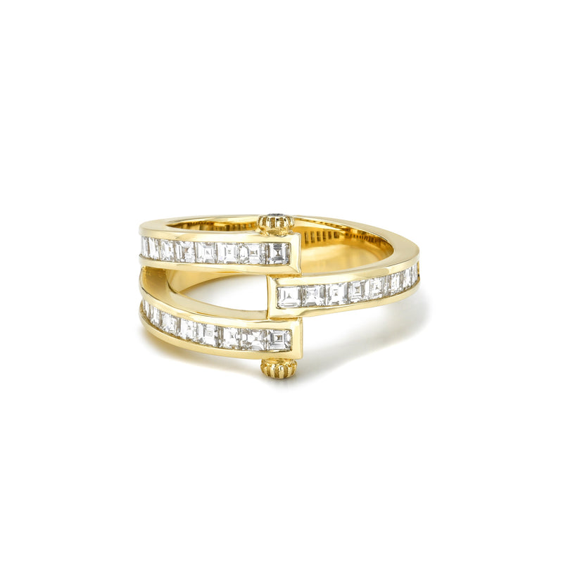 14k yellow gold carre cut diamond magna ring Retrouvai Tiny Gods