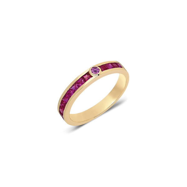 Ruby & Amethst Mega Ray Stacker Ring