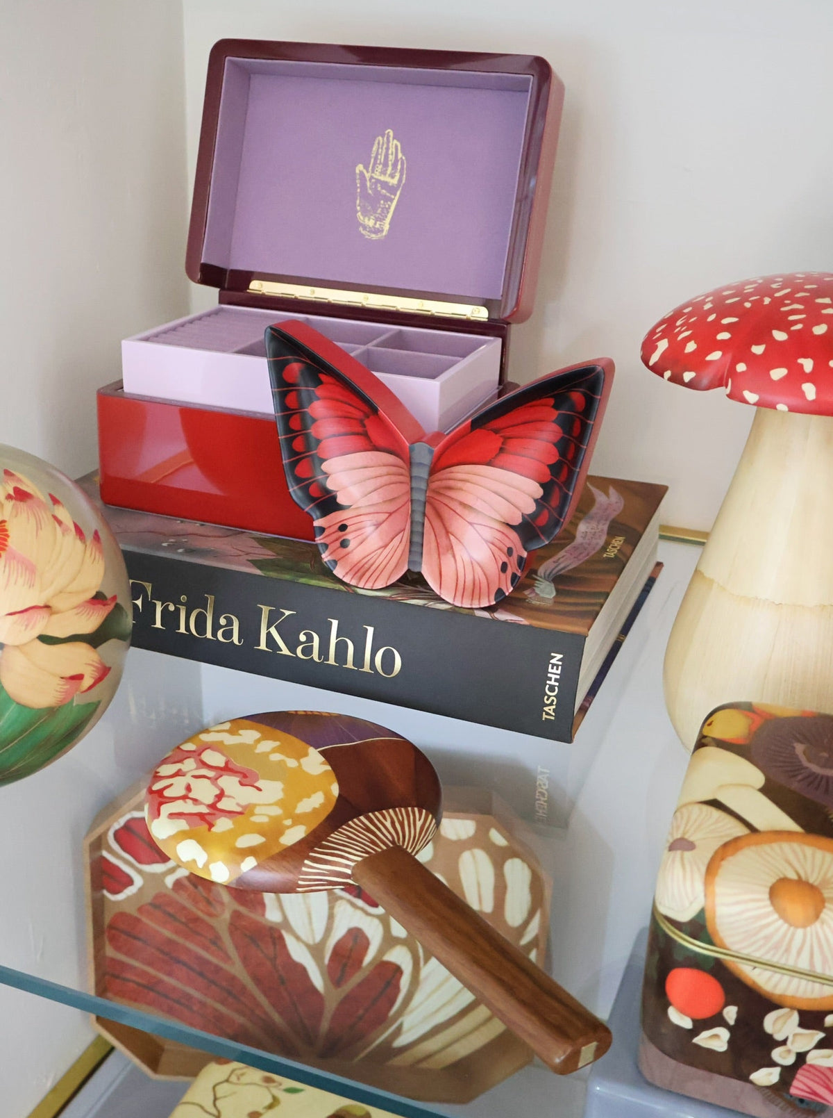Silvia Furmanovich Red & Pink Butterfly Vide Poche Home Collection Tiny Gods
