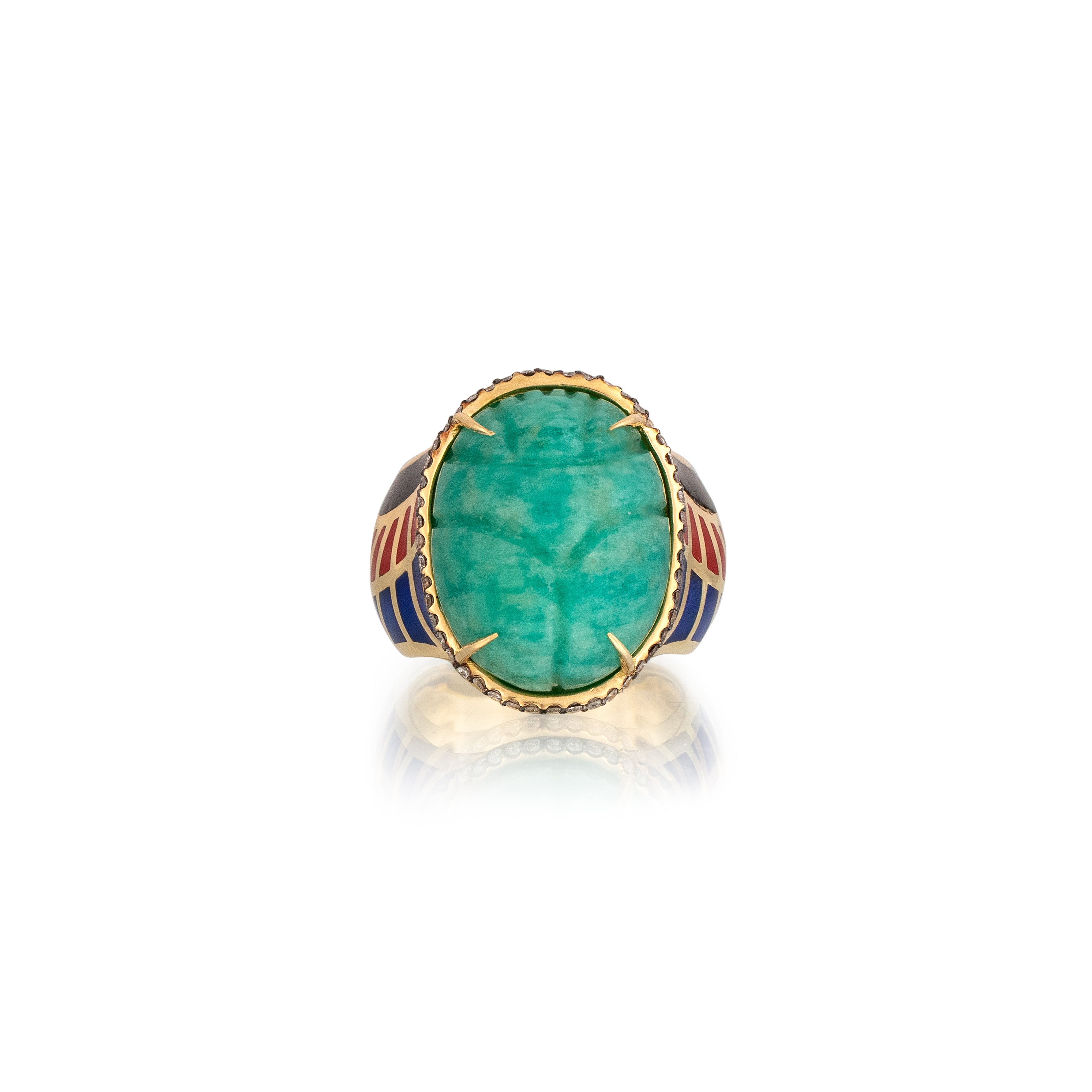 Amazonite Scarab Ring with Ceramic Band