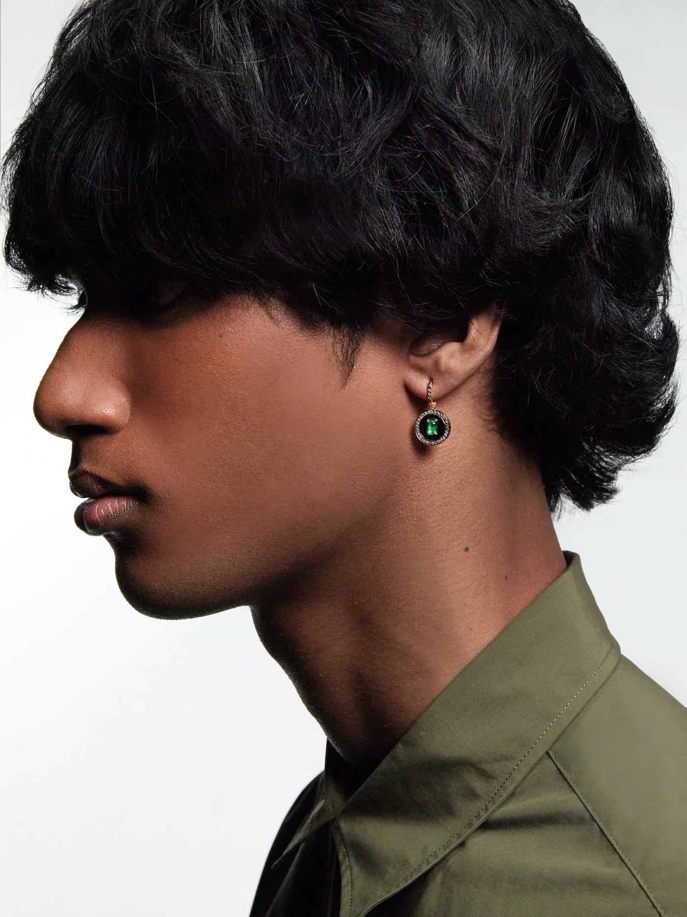 18k yellow gold, onyx emerald and white diamond aebi enchantress pendant drop earrings State property Tiny Gods