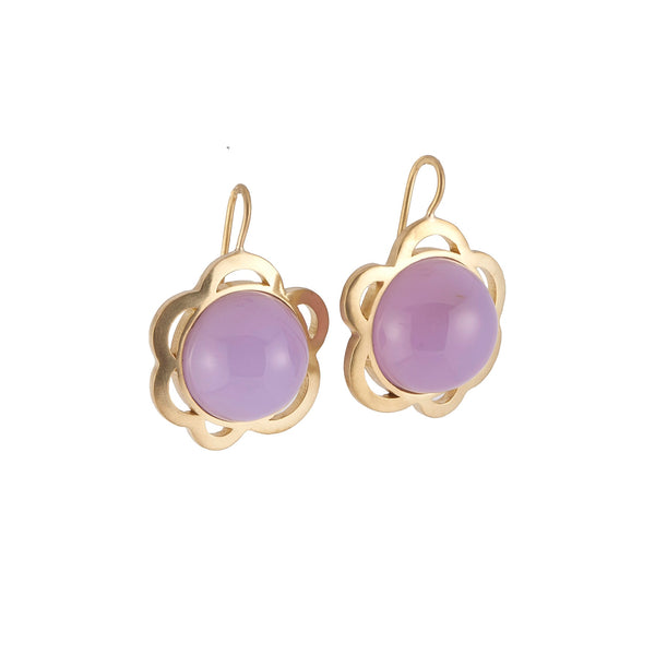 Sylva cie purple earrings calcedony 18k yellow gold Tiny gods