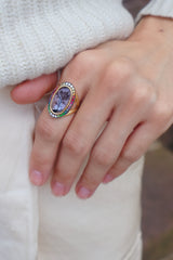 thalia oval ring multicolor yellow gold veynx tiny gods