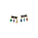 18k yellow gold Theodora rainbow onyx earrings by Sauer Tiny Gods