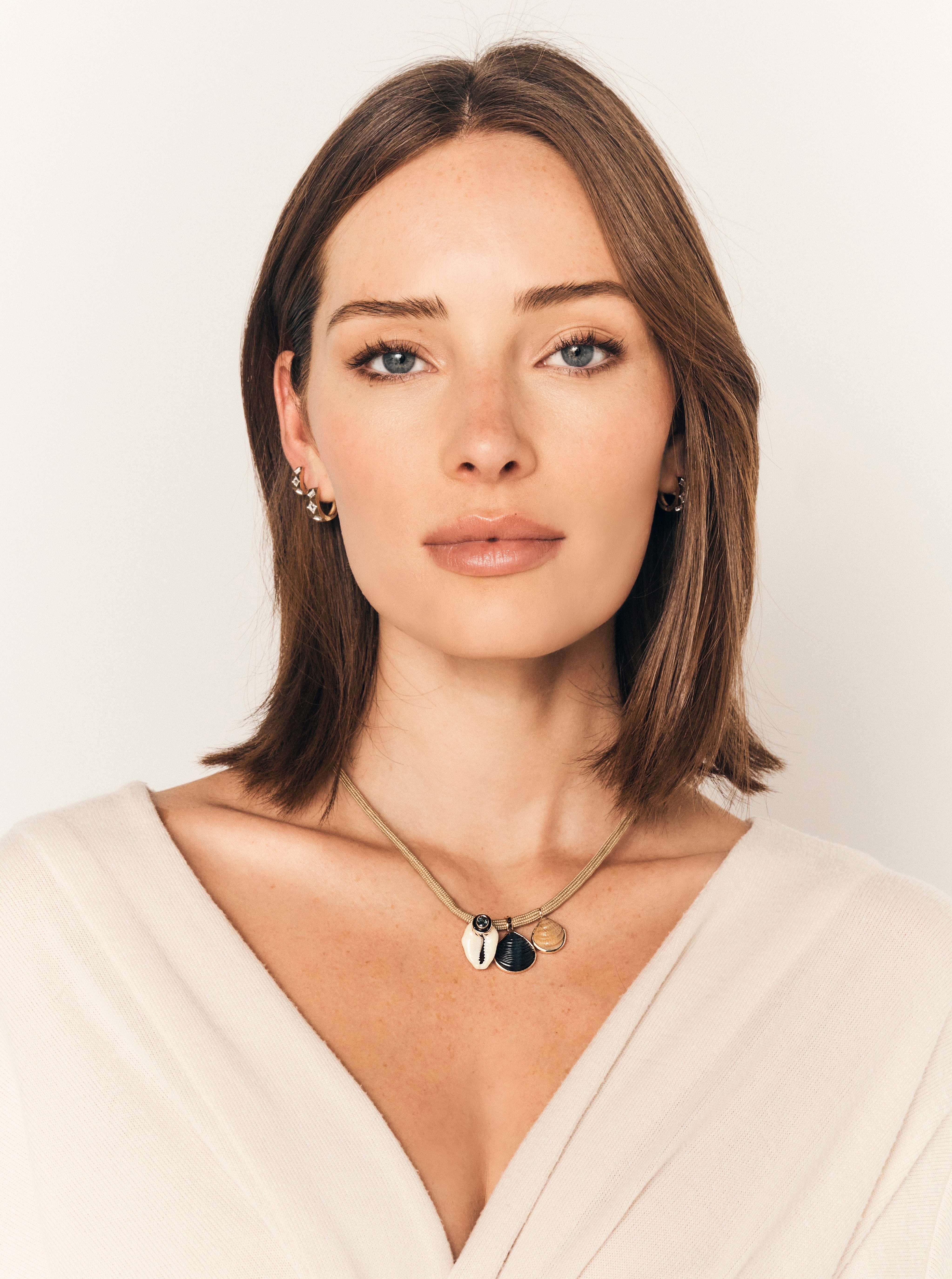 Natural Cowry Shell with Oval Kyanite Charm