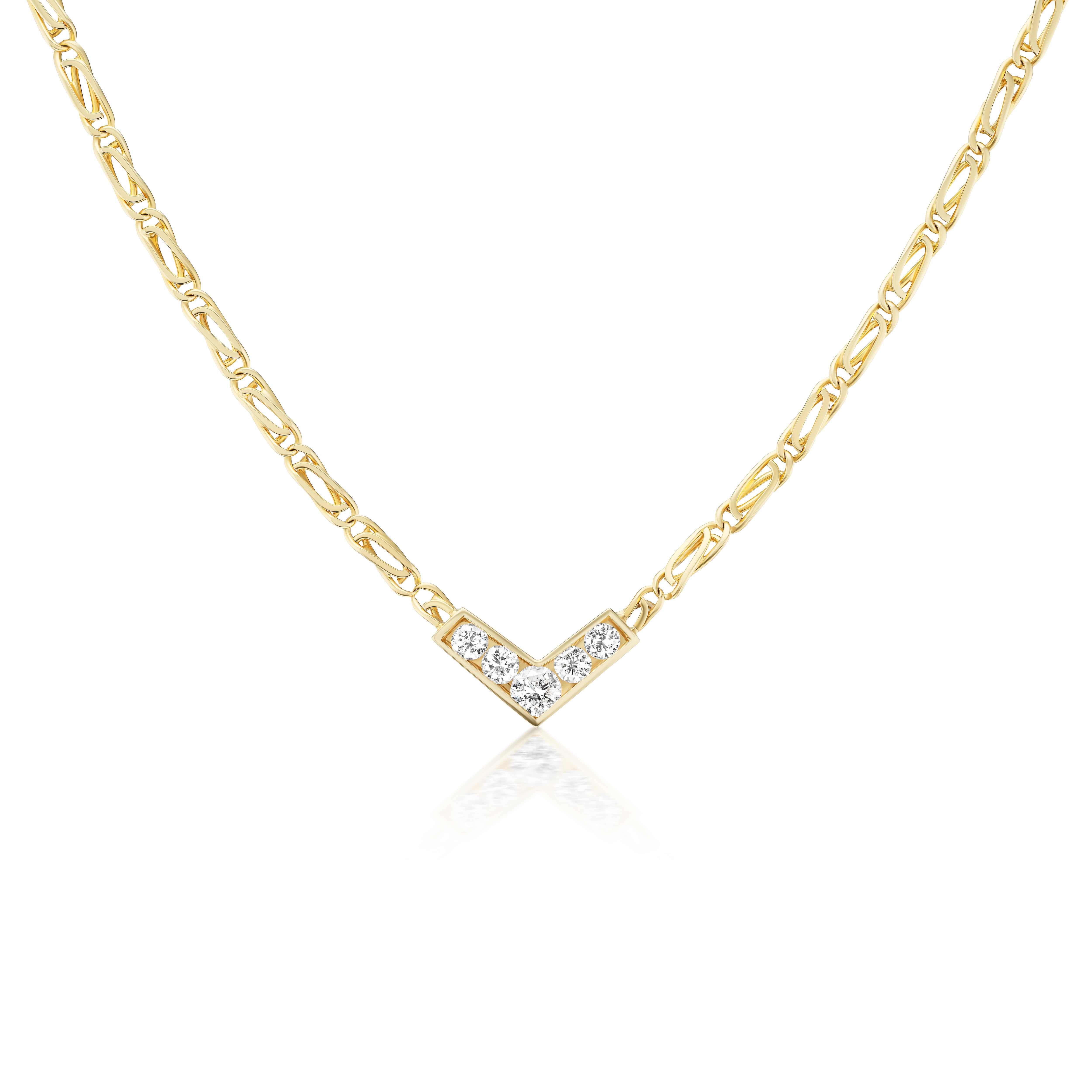 vintage Figaro chain with diamonds yellow gold tiny gods 