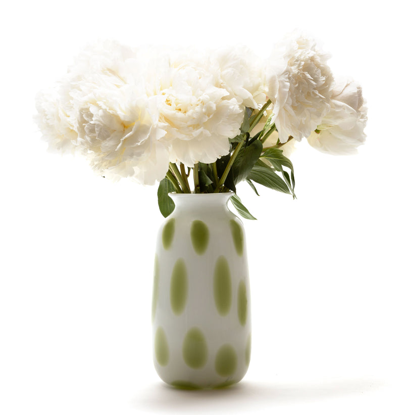 White Vase with Pistachio Spots