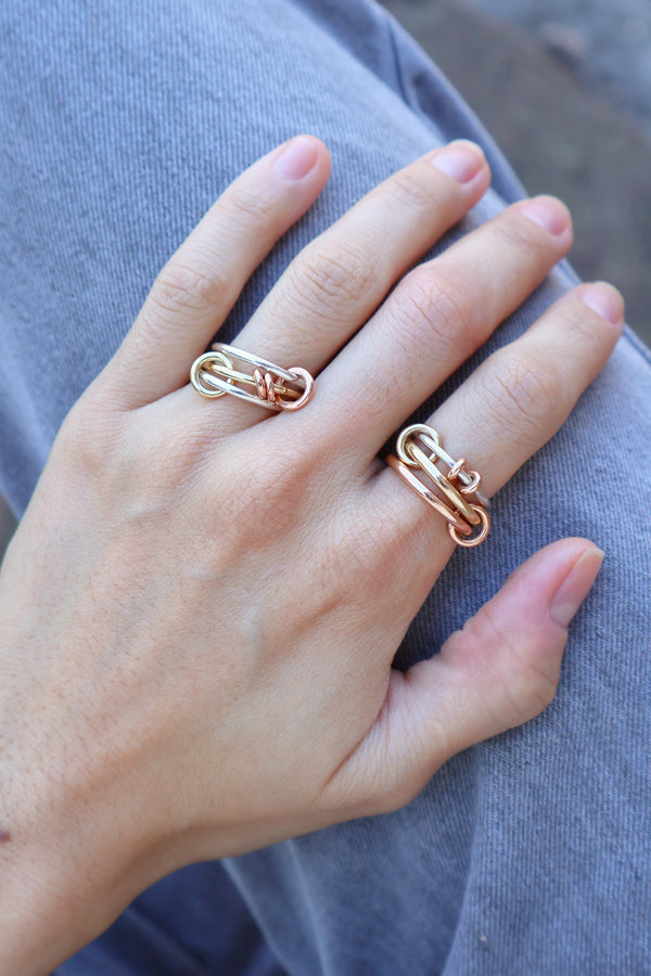 18k yellow and rose gold with sterling silver Acacia mx ring by Spinelli Kilcollin Tiny Gods